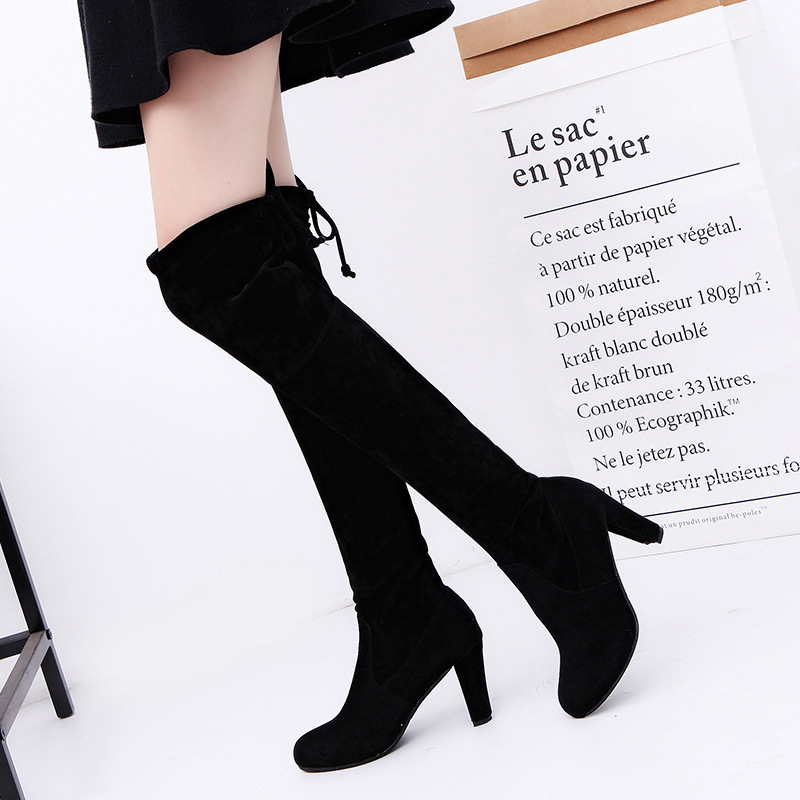 No Show Sock Women - レディースストレッチニーハイブーツ、スリッポンプラットフォームロングブーツ、ファッショナブルなソックブーツ、プラスサイズ、ポインテッドトゥ、ハイヒール