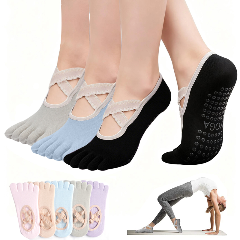 No Show Sock Women - レディースノンスリップピラティスソックス女性レース包帯ヨガソックススポーツフィットネス通気性バレエダンスソックスピラティススタジオ用