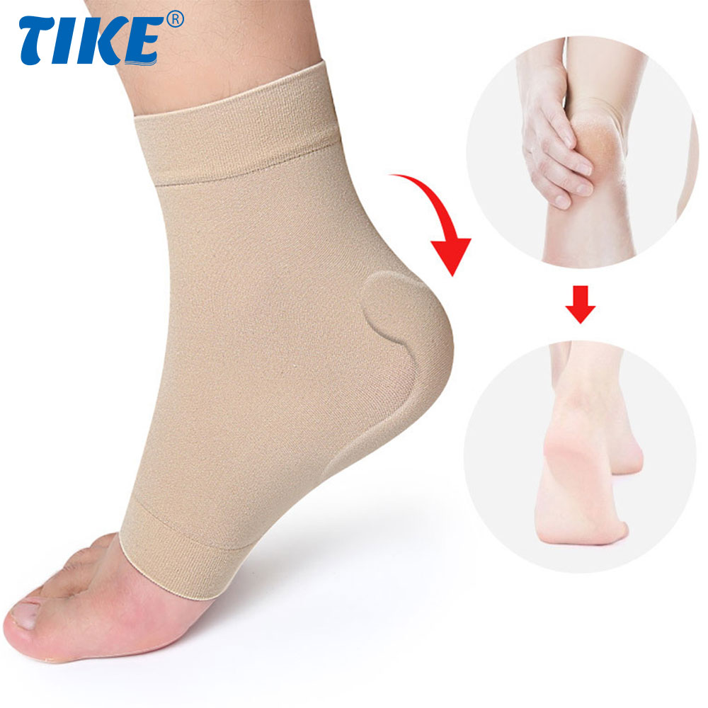 Ankle Brace Sock - ブートゲルパッド、フック腱の足の保護のためのスリーブパッド入りスケートソックス (ヒール) とレースの傷 (足の前) 、1ペア