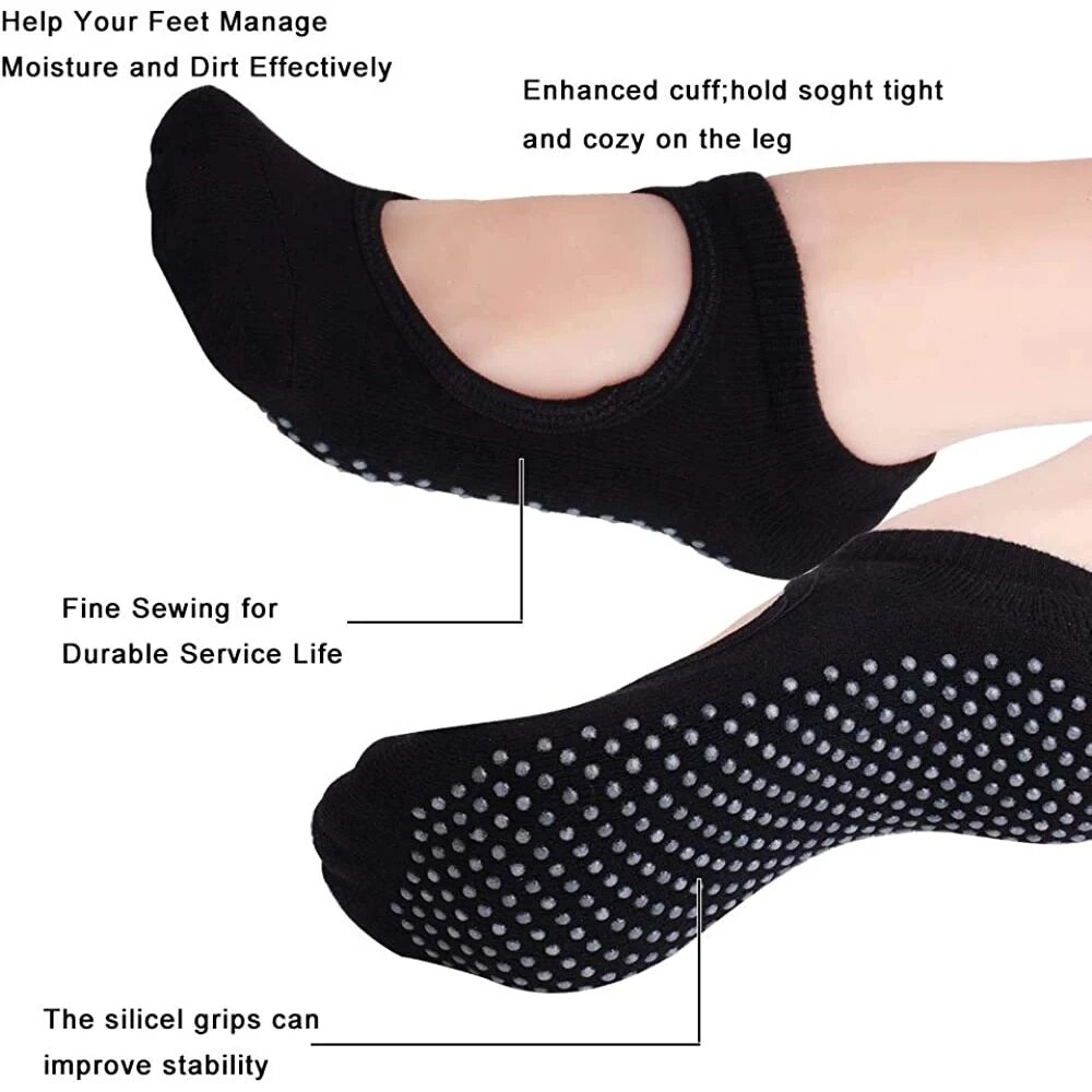 高品質の女性ヨガソックス滑り止め通気性背中の開いたピラティス - No Show Sock Women のレビューと価格