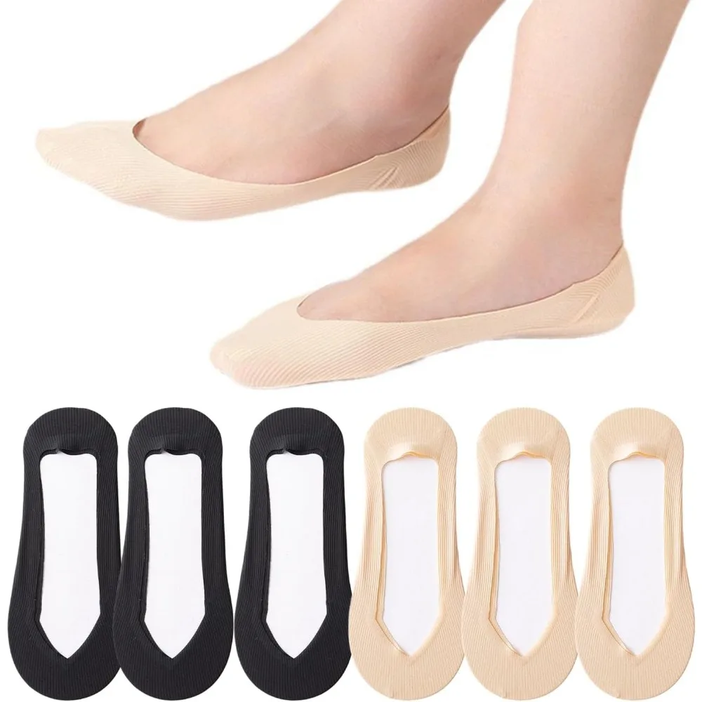 6足組 ノーショーソックス レディース 滑り止め シリコング - Invisibility Sock Loafer のレビューと価格