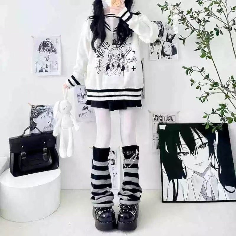 日本のハラジュクスタイルのニットレッグウォーマー、ルーズなニ - Boot Sock Slouchy のレビューと価格