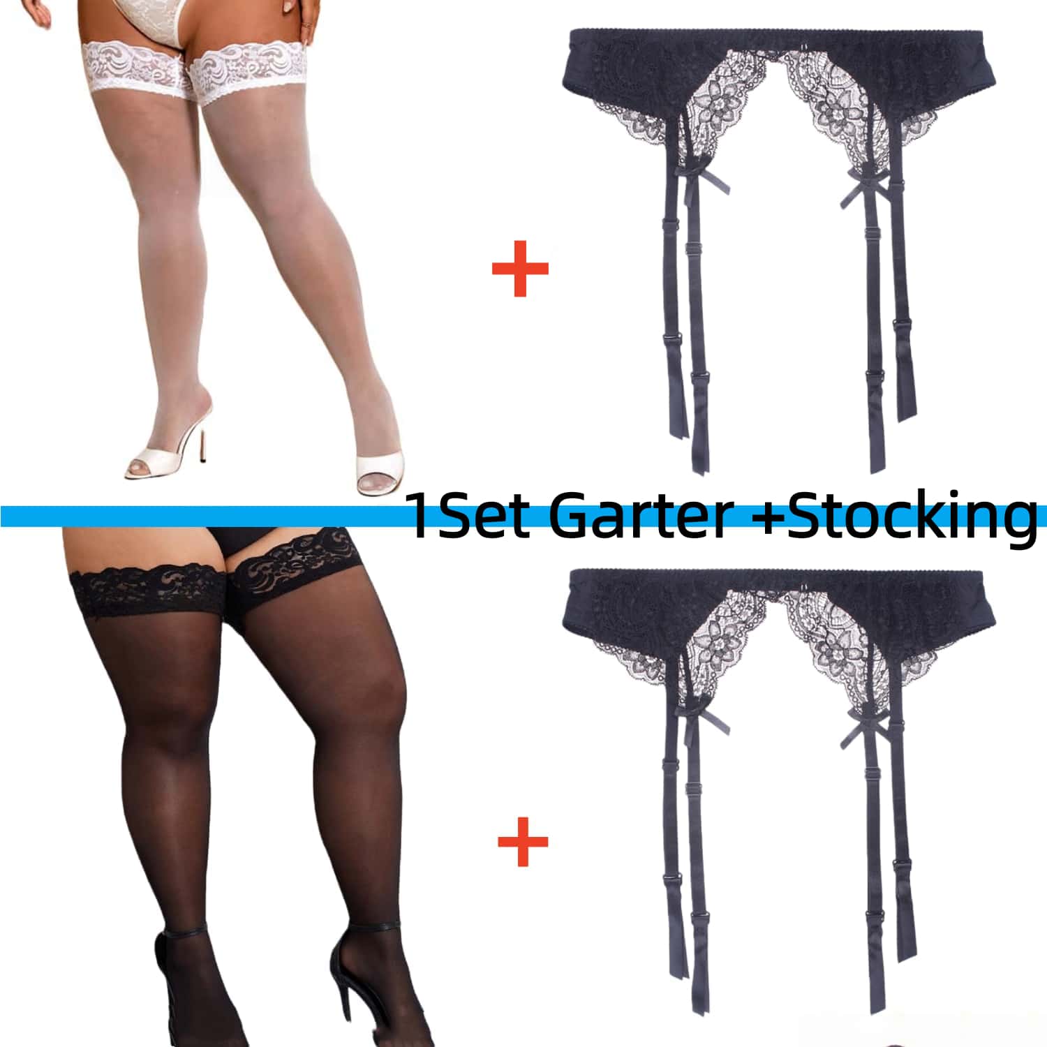 2 個の女性用サスペンダーレースストッキングとガーターベルト - Tights Pantyhose Sheer のレビューと価格