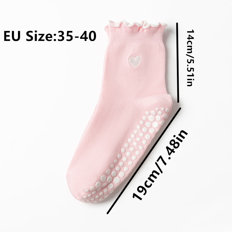 3 ペア女性ハート柄フリルヨガピラティスソックスノンスリップ - No Show Sock Women のレビューと価格