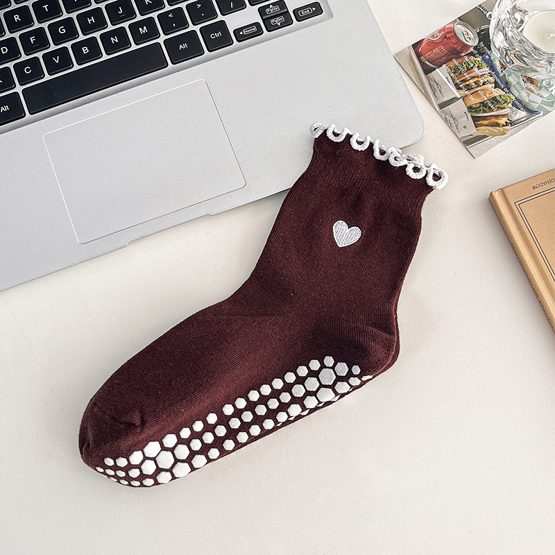 3 ペア女性ハート柄フリルヨガピラティスソックスノンスリップ - No Show Sock Women のレビューと価格